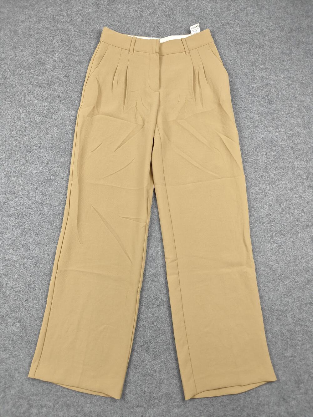 Wilfred Pants Womens 2 Beige The Effortless Pant Straight Crepe Pleated Pockets